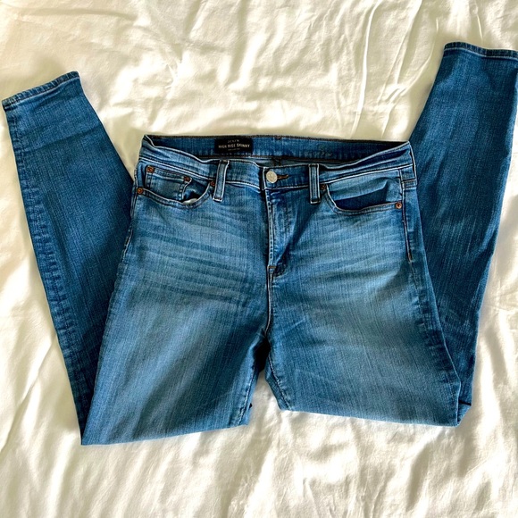 J.Crew Womens Lookout High Rise Skinny Jeans Blue Stretch Denim Pockets Size 32